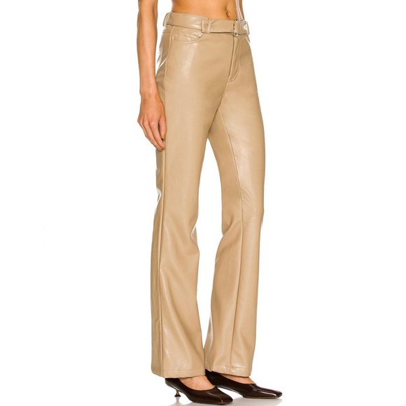 NEW NICHOLAS REVOLVE BEIGE VEGAN LEATHER PANTS - Picture 4 of 8